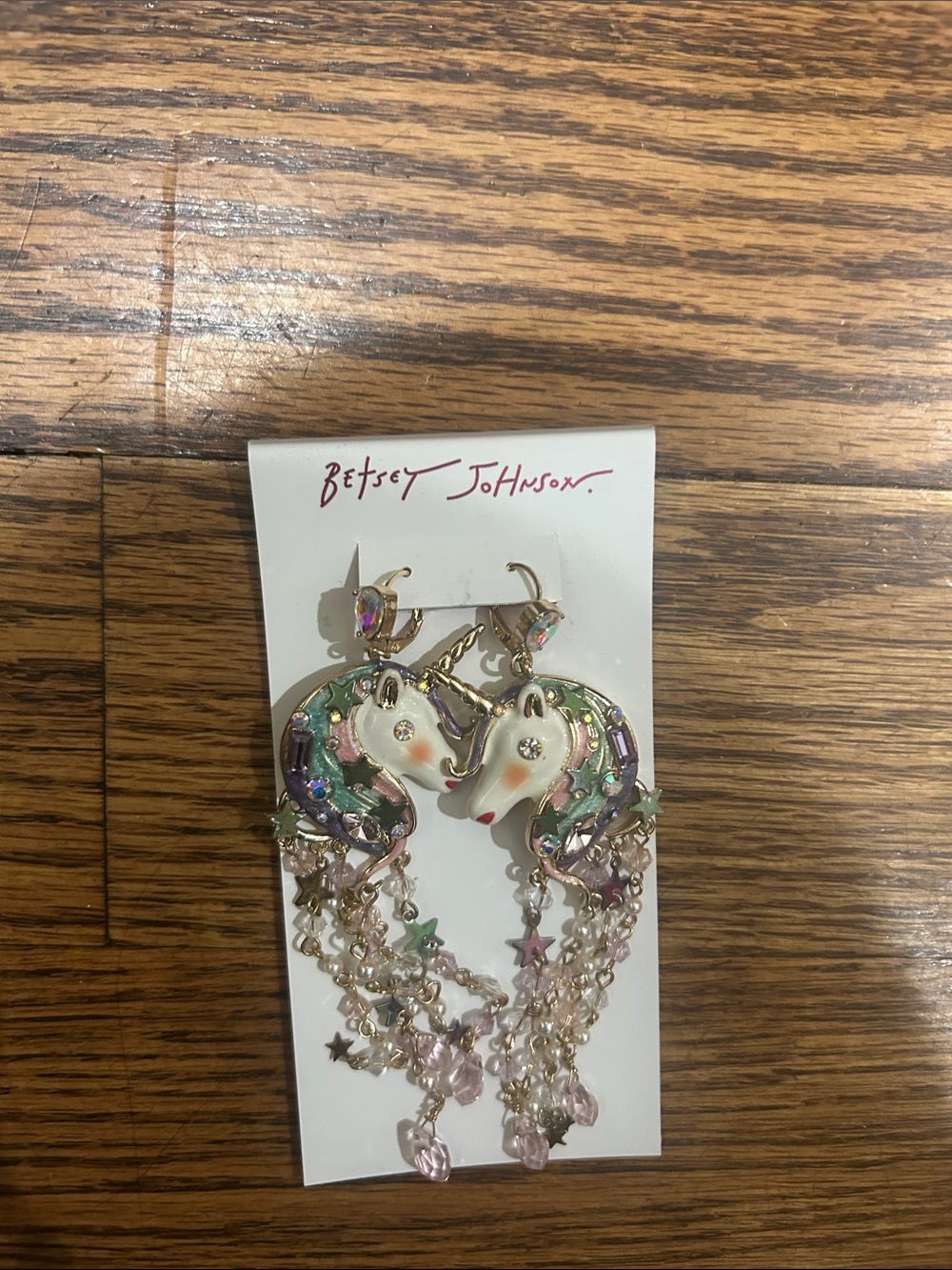 New Betsy Johnson  Unicorn Chandelier Earrings